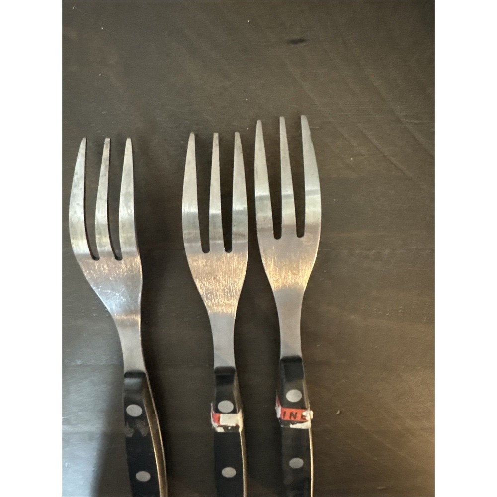 Dinner Forks Ronco Triple Rivet Black Plastic Melamine Handle Stainless Forged-3 - Picture 6 of 6